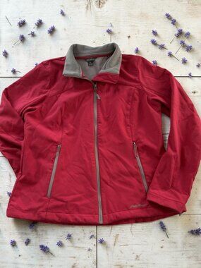 Eddie Bauer Women's Fleece‎ Lined Jacket Large Pink Zip Pockets